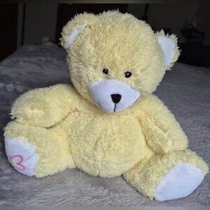 Good Stuff Pale Yellow Teddy Bear Soft Plush Toy 10” Flower Footed